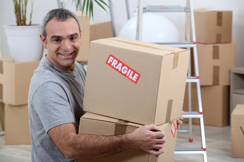 Business relocation equipment and office items ready for transport